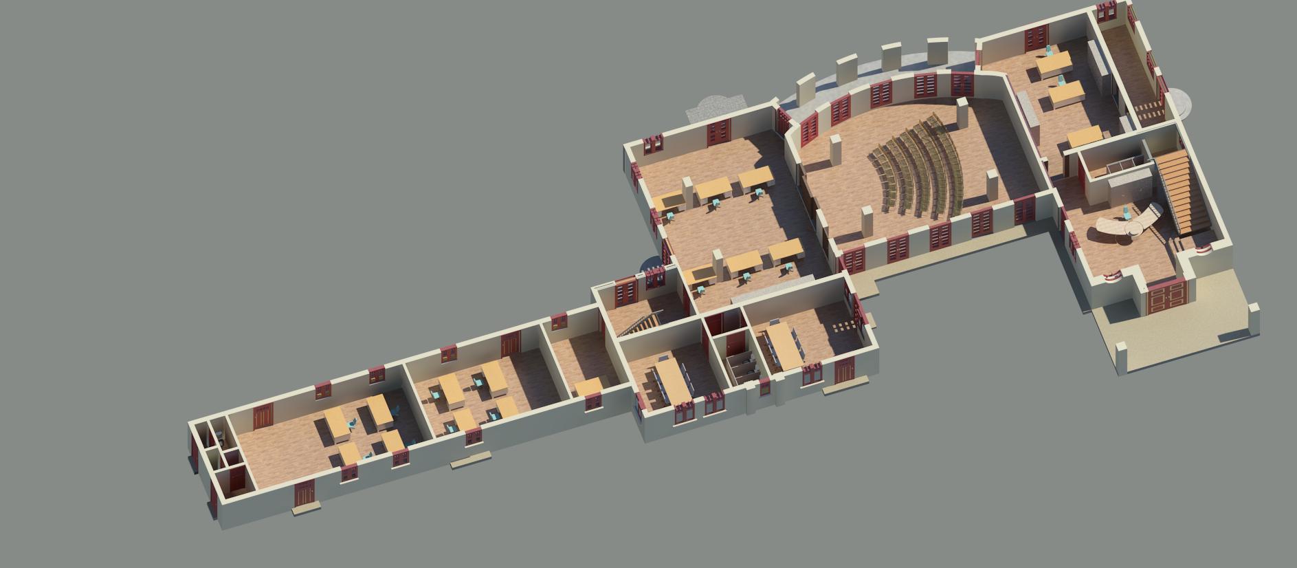 3D ground level with furniture